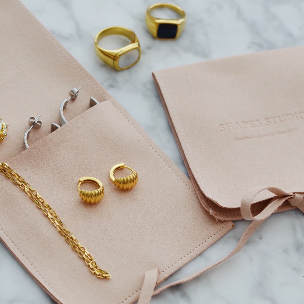 Gold Plated Brass Mini Croissant Hoop Earrings - Picture 9 of 10